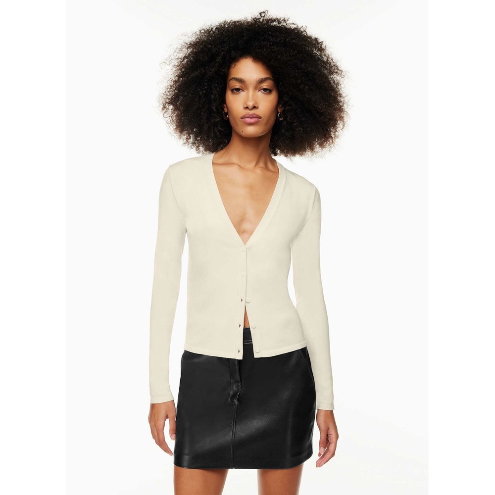 Aritzia Babaton Belin Cardigan Birch V Neck Button Front Size L